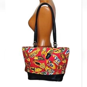 Southwestern Moccasin Red Tote Weekender Bag Western Tribal Black Leather Travel